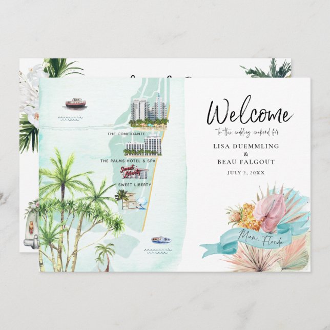 Miami Beach FL | Mapa Itinerário de Fim de Semana  (Frente/Verso)