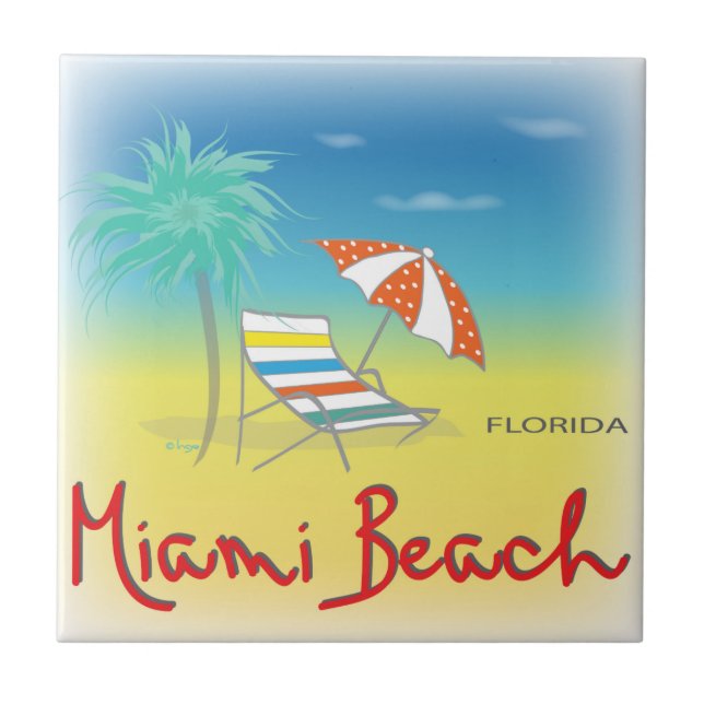 Miami Beach, Flórida Palm Azulejo (Frente)