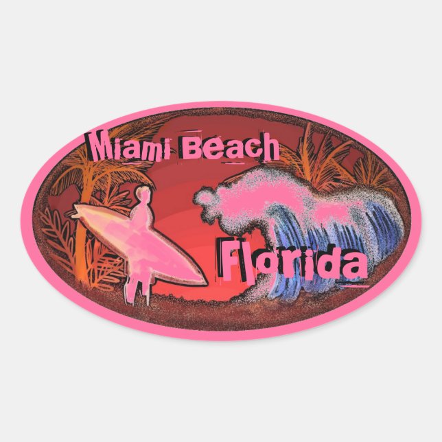 Miami Beach, surfista rosa, lança adesivos de arte (Frente)