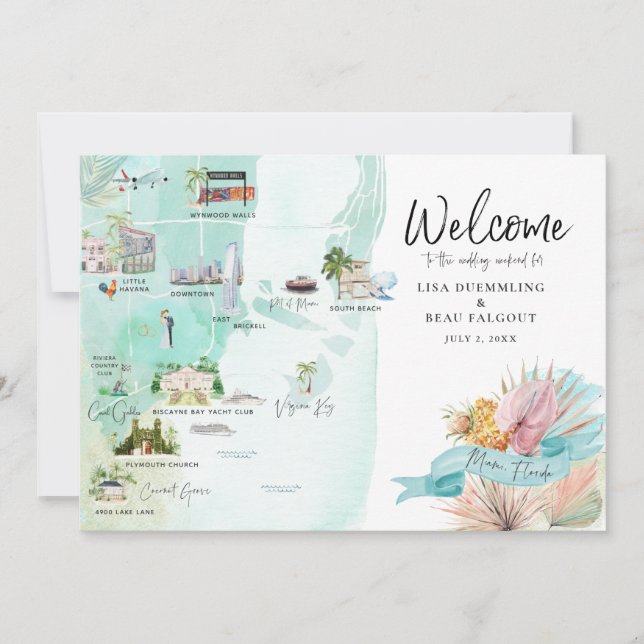 Miami Florida | Mapa Itinerário de Fim de Semana d (Frente)