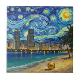 Miami Golden Shore Soccer Elegant and Oil Fine Art