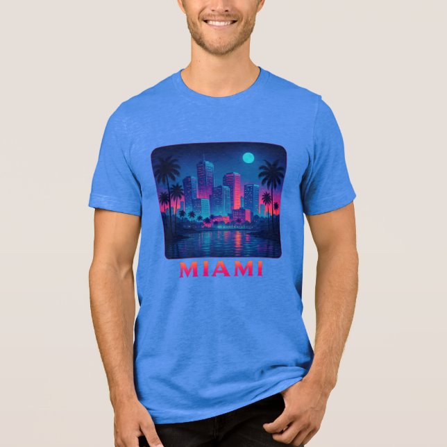 Miami Moonrise - Neon Skyline Graphic Tee (Frente)