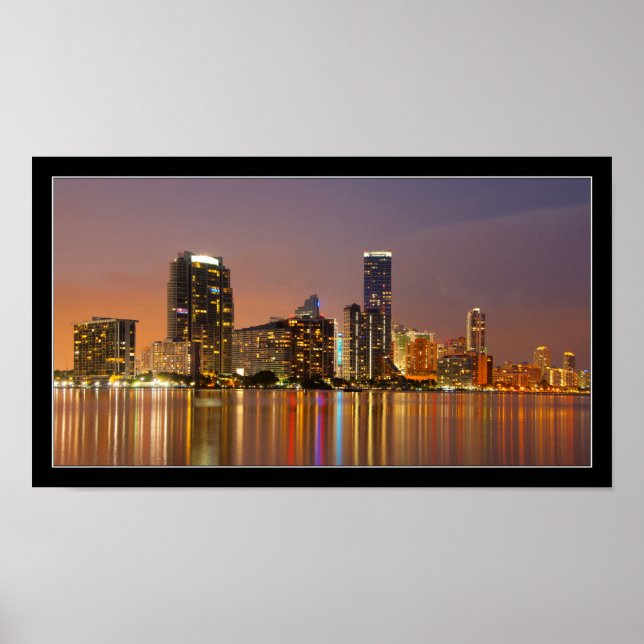Miami Skyline na Poster Dusk Panorama (Frente)