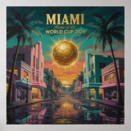 Miami Sunset World Cup 2026 Soccer Poster — Art De