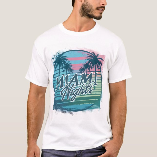 Miami Vice Vibes - Camiseta de Palmas Pastel (Frente)