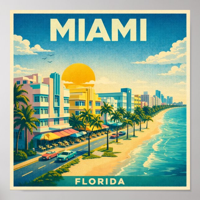 MIami Vintage Travel Poster (Frente)