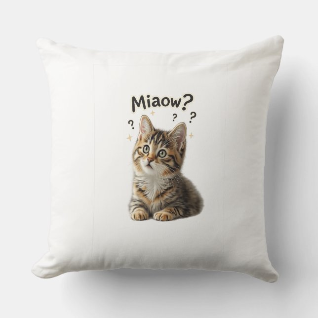 Miaow? | Almofada de Gato Divertida para Amantes d (Frente)