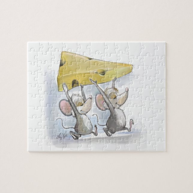 Mic e Mac Trazendo O Quebra-cabeça De Queijo (Horizontal)