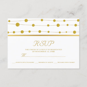 Miçangas de folhas de ouro e RSVP de casamento mod