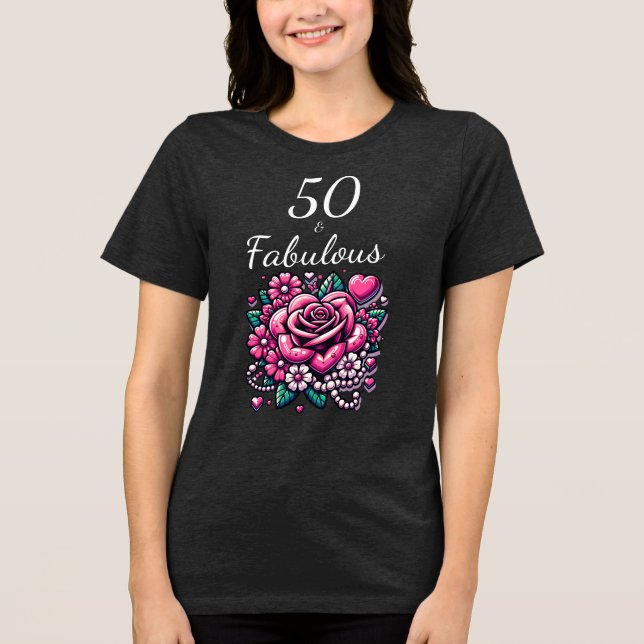 Miçangas rosa, rosas Girly 50 e aniversário fabulo (Frente)