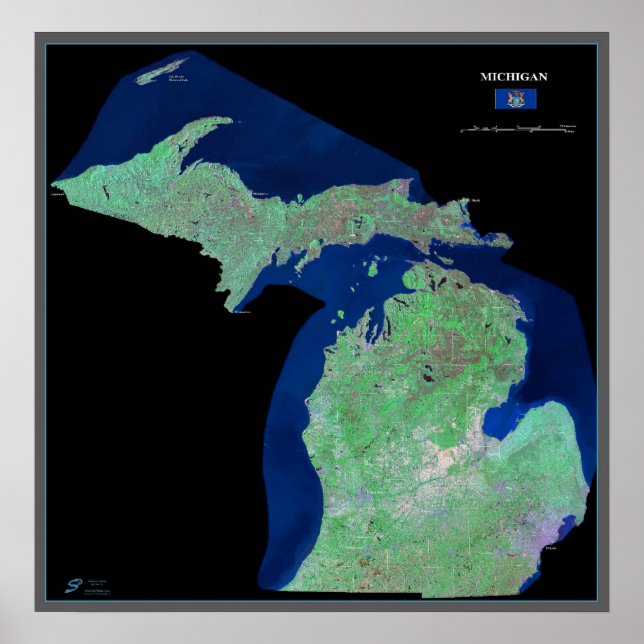 Michigan do poster do satélite espacial (Frente)