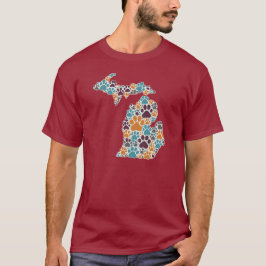 Michigan Paw imprime camiseta básica escura