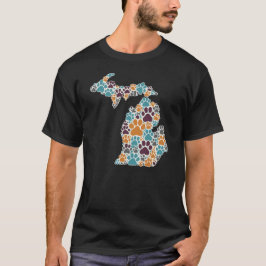Michigan Paw imprime camiseta básica escura