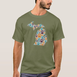 Michigan Paw imprime camiseta básica escura