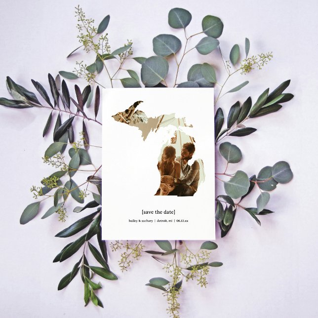 Michigan Salve o Cartão com fotos de Data (Michigan Save the Date)