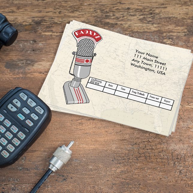 Microfone Art Déco Antigo Cartão Postal QSL (Criador carregado)