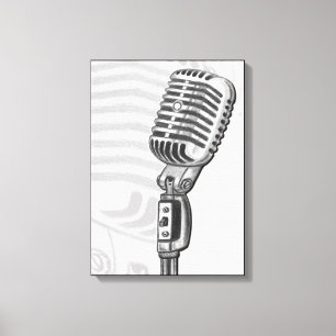 Microfone velho no impressão da arte das canvas d