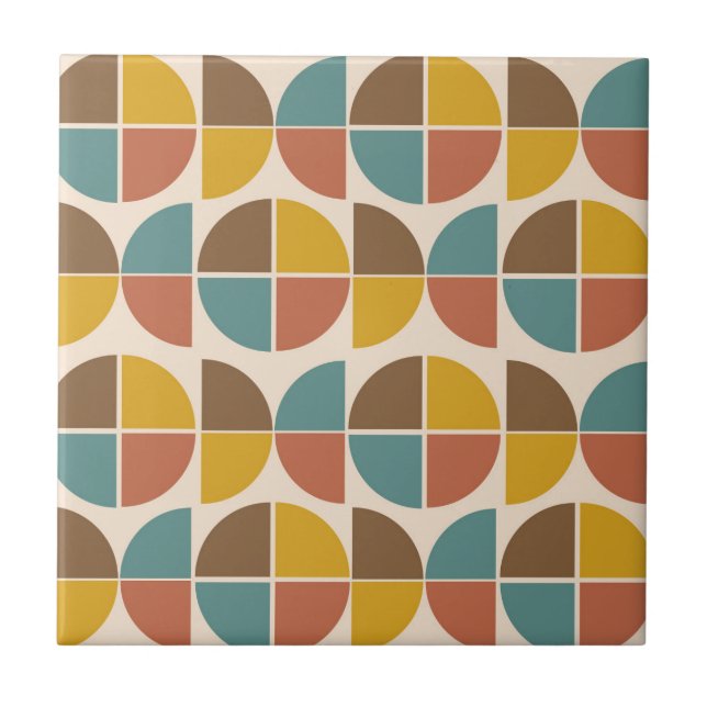 Mid Century Abstract shapes in mustard teal orange (Frente)