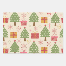 Mid Century Christmas Atomic Trees with Snowflakes