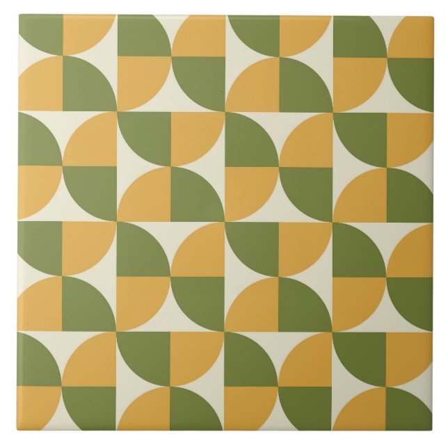 Mid Century Green Mustard yellow  Semi Circles  (Frente)