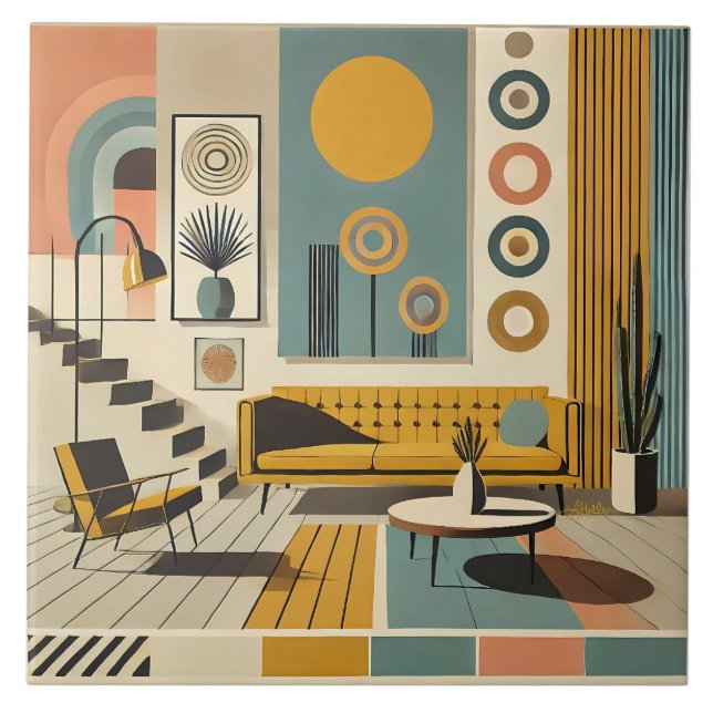 Mid Century Interior Design Desert Livingroom (Frente)