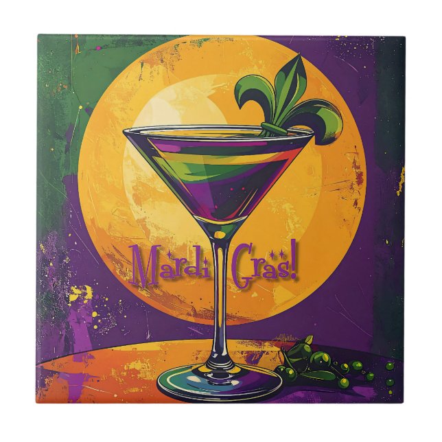 Mid Century Mardi Gras Sunset Fleur De Lis Martini (Frente)