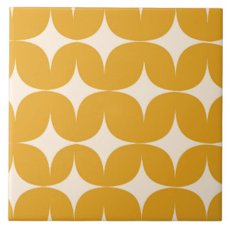 Mid Century Modern Beige Starbursts on Orange