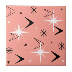 Mid Century Modern Boomerangs Salmon Pink