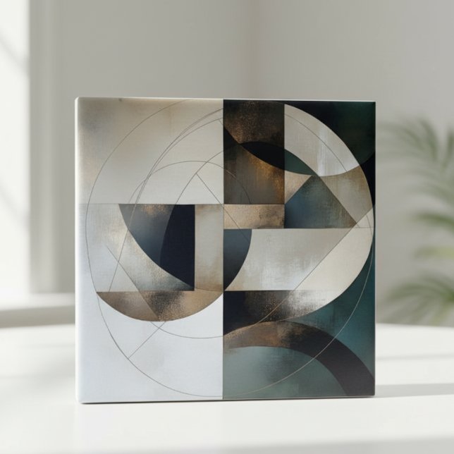 Mid-Century Modern Neutral Gold Geometric Abstract (Criador carregado)