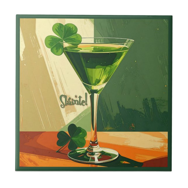 Mid Century Modern Shamrock Martini Sláinte!  (Frente)