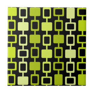Mid Century Modern Square Columns Black Chartreuse