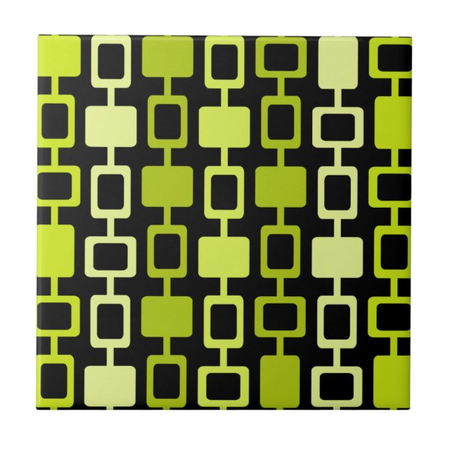 Mid Century Modern Square Columns Black Chartreuse (Frente)