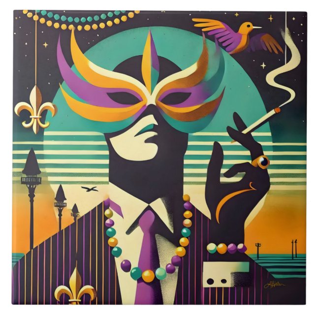 Mid Century Retro 60s Mardi Gras The Smoking Man (Frente)