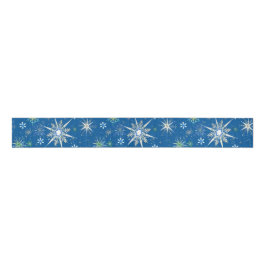 Mid-Century Snowflakes Galore On Blue
