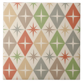 Mid Century Starbursts on Earthy Retro Diamonds