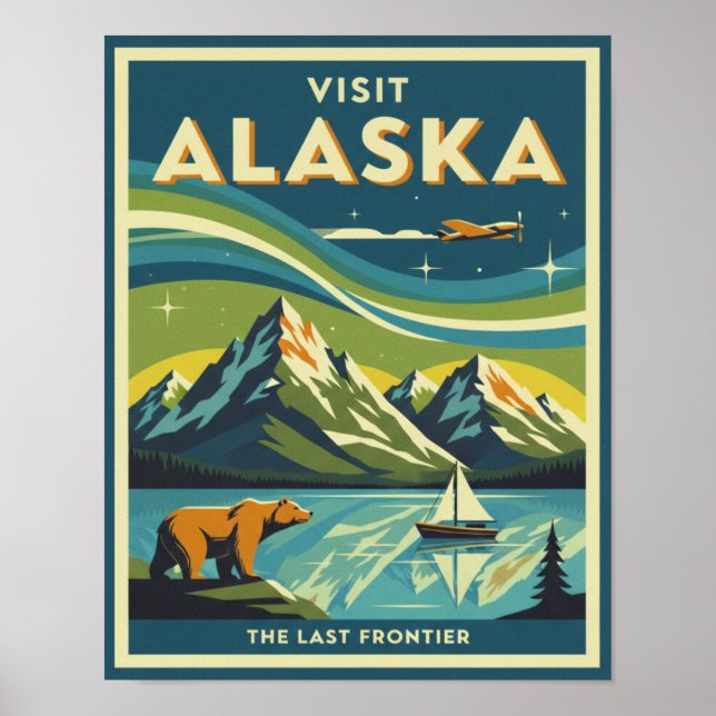 Mid-Century Visit Alaska Travel Poster (Frente)