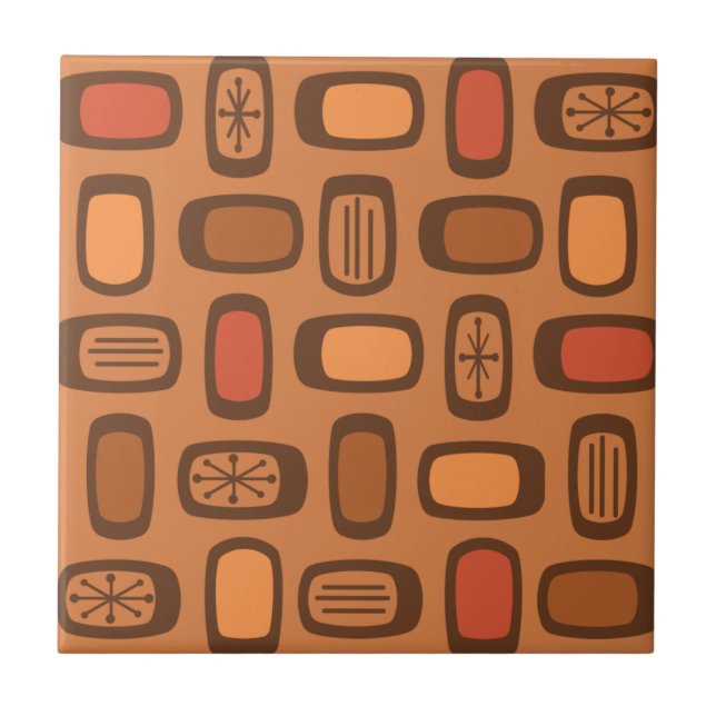 Midcentury MCM Rounded Rectangles Burnt Orange (Frente)