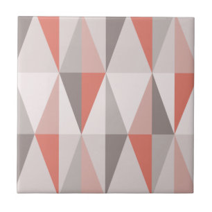 MidCentury Modern Triangles Salmon Pink