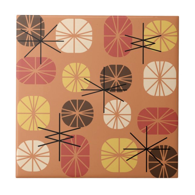 Midcentury Pattern Oblongs Autumn Orange (Frente)