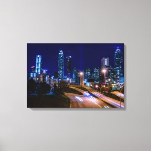 Mídia Atlanta Skyline na Night Canvas