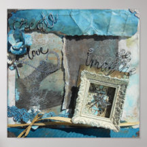 Mídia mista - Impressão de arte de citação teal