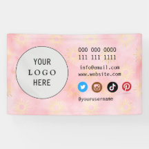 Mídia social Logotipo branco, rosa minimalista