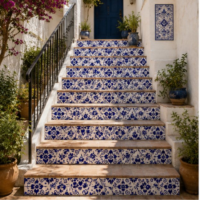 Midnight Bloom Classic Blue Floral Mosaic (Criador carregado)
