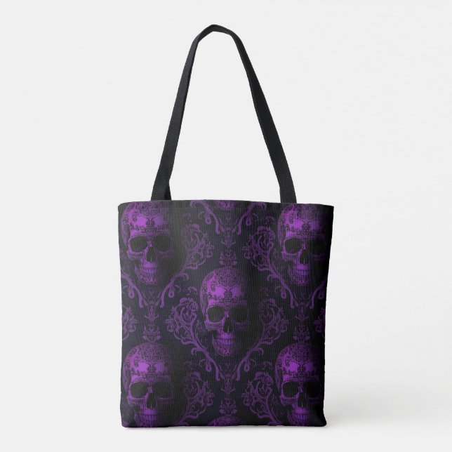Midnight Majesty Gothic Skull Tote – Purple Baroqu (Verso)