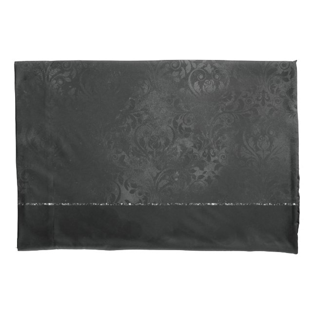 Midnight Onyx Romance | Black Satinge Damask (Frente)