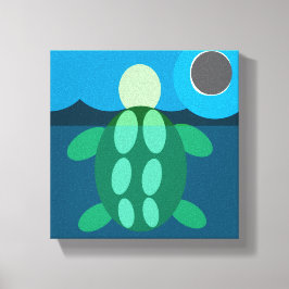 Midnight swim turtle on canvas