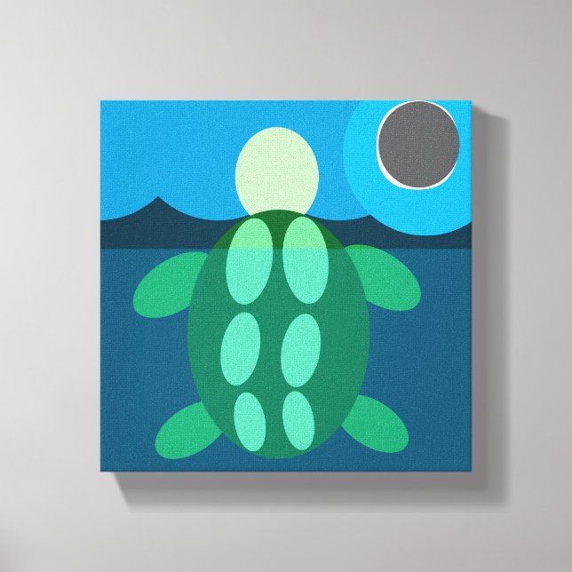 Midnight swim turtle on canvas (Frente)