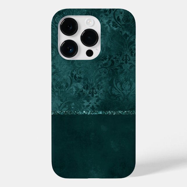 Midnight Teal Romance | Dark Satinge Damask (Verso)
