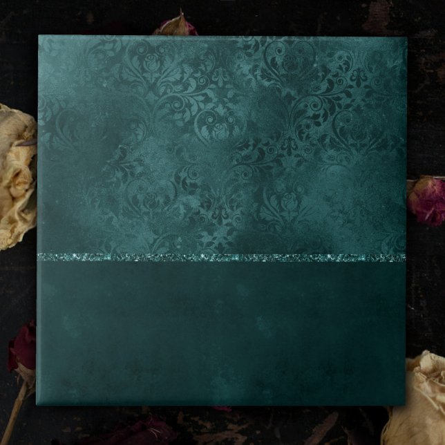 Midnight Teal Romance | Dark Satinge Damask (Criador carregado)