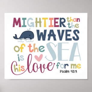Mightier Than The Waves Kids Christian Poster